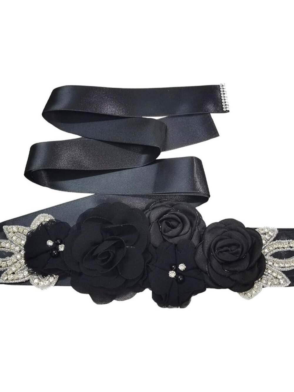 Sash Belt with Flowers Pearls Rhinestone for Wedding Bride/Baby Shower Dress
